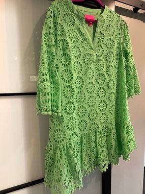 Lilly Pulitzer Bekah eyelet lime green shift dress